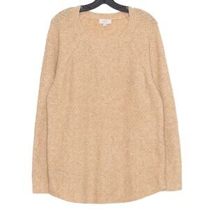 Loft Womens Sweater Crewneck Textured Long Sleeve Brown Size Large GF